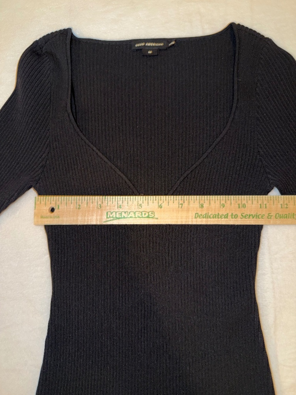 Good American Ribbed Sweetheart Neckline Shirt - Medium